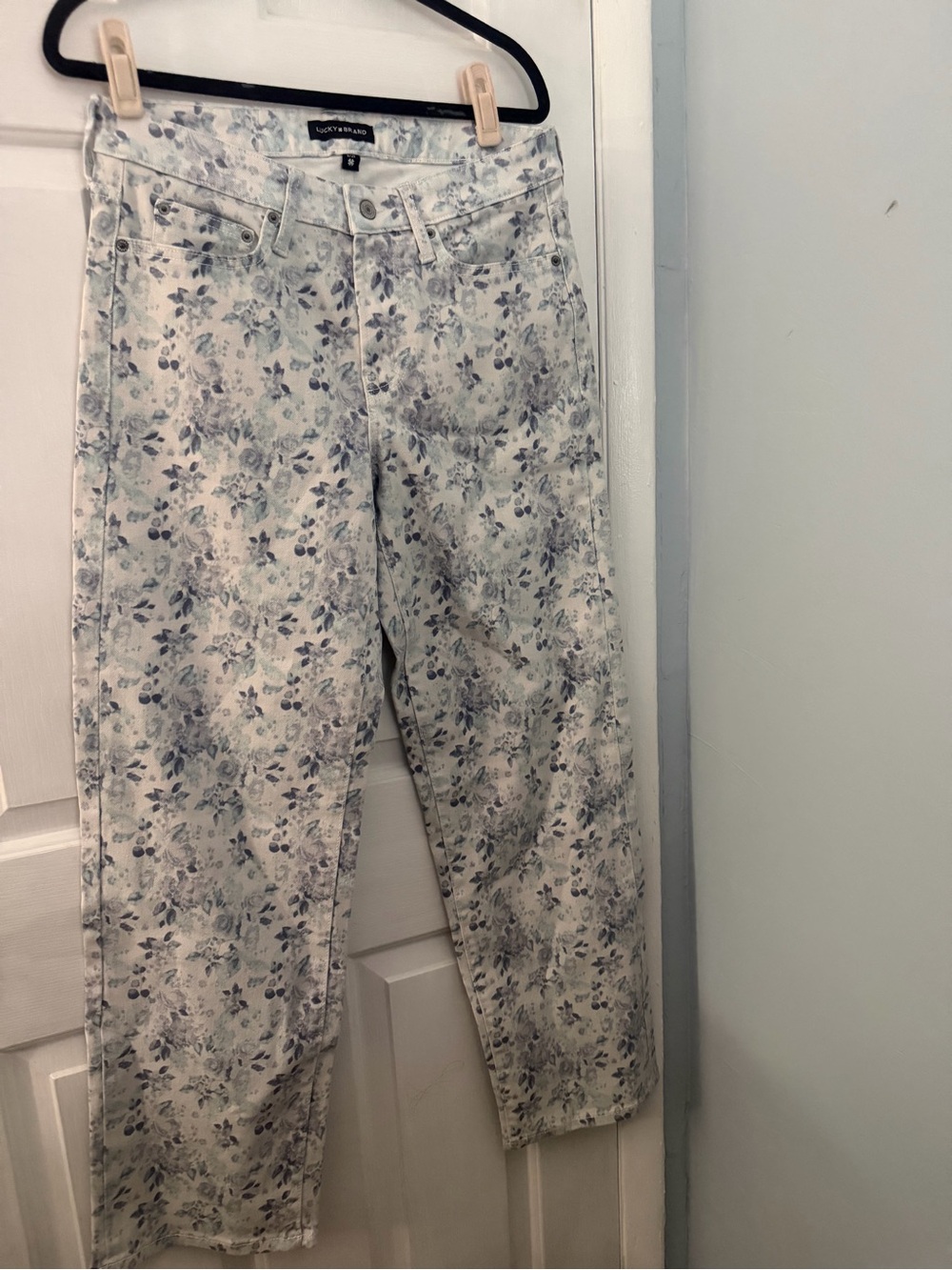 Lucky Brand Women’s Floral Jeans Size 6/28 Blue White Stretch Denim
